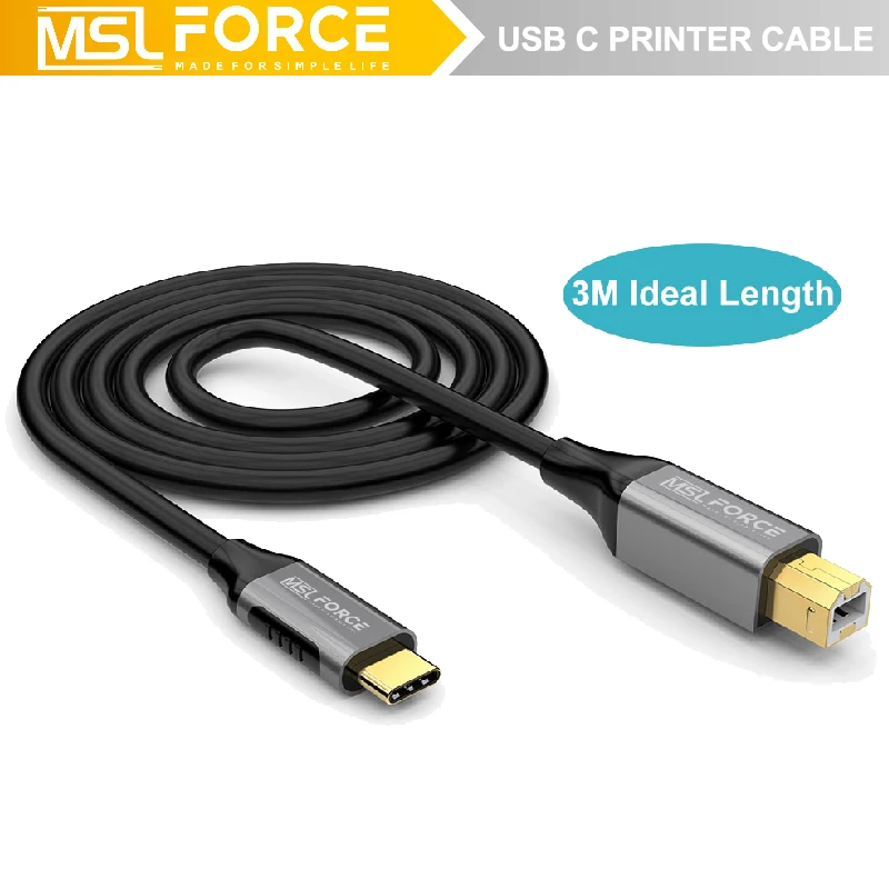 

USB C Printer Cable USB Type B Male to A Male USB 3.0 2.0 Cable for Canon Epson HP ZJiang Label Printer DAC USB Printer Cable 3M