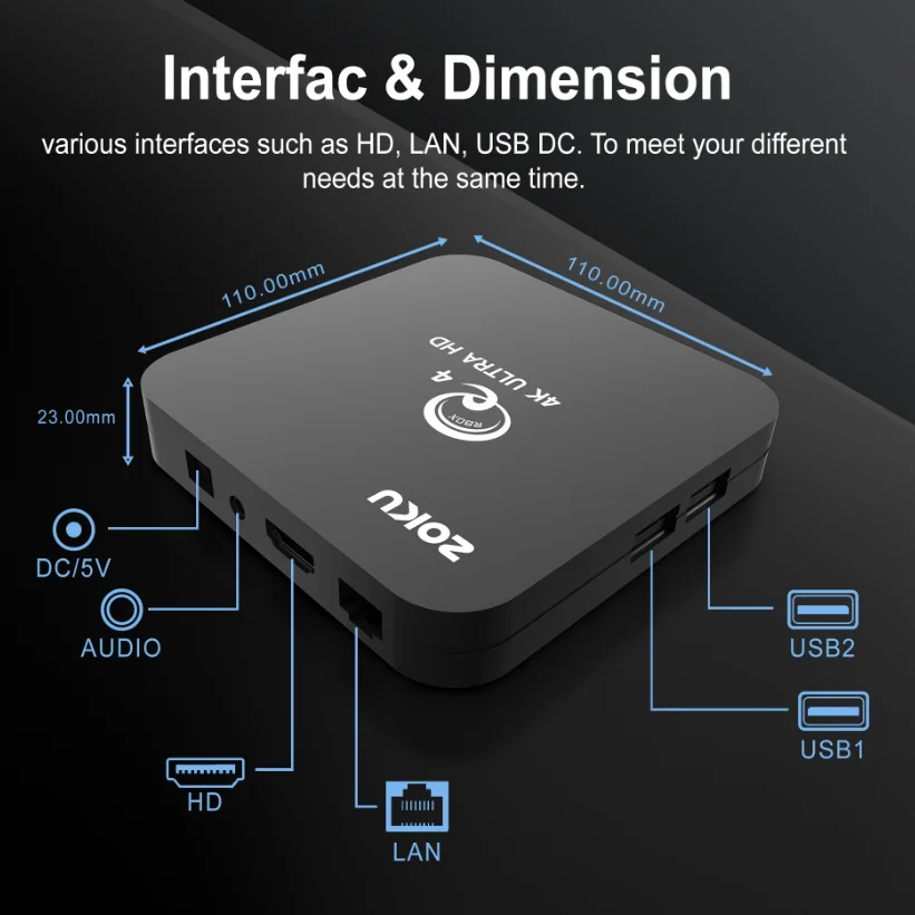 Фото ТВ-приставка Android 14 Q4 на Amlogic S905L3 с бесплатным IPTV, поддержкой двухдиапазонного Wi-Fi 2.4G и 5G, Bluetooth 5.0, 4K медиаплеер, голосовое управление №2