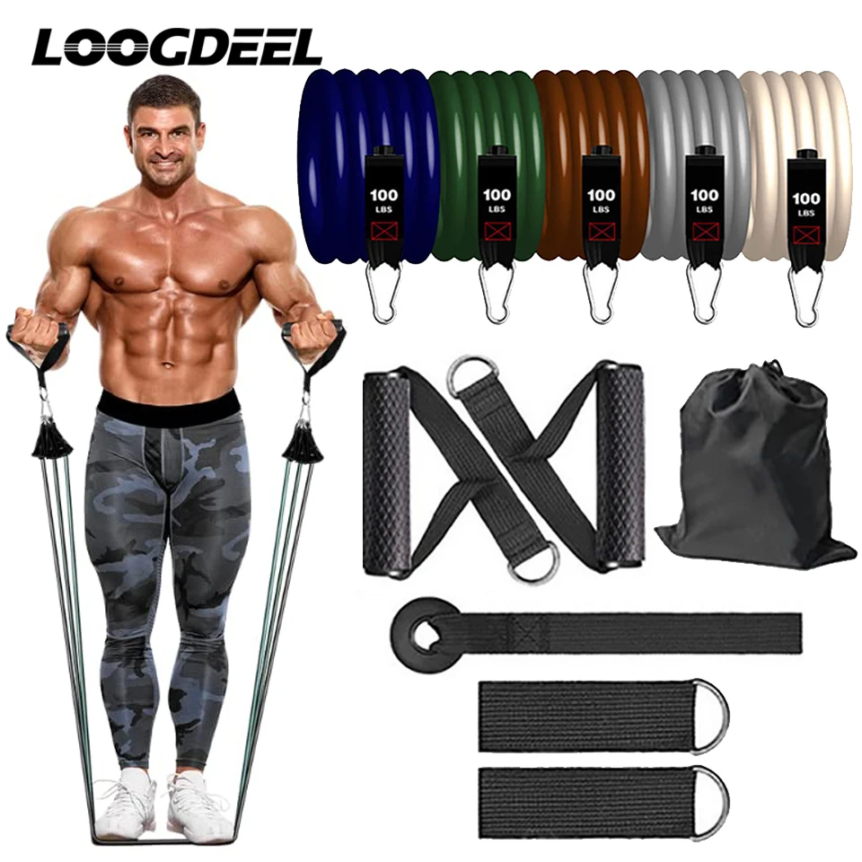 

LOOGDEEL 11Pcs/Set Resistance Bands Crossfit Workout Bodybuilding Portable Gym Fitness Sports Equipment Elastic Rope Unisex
