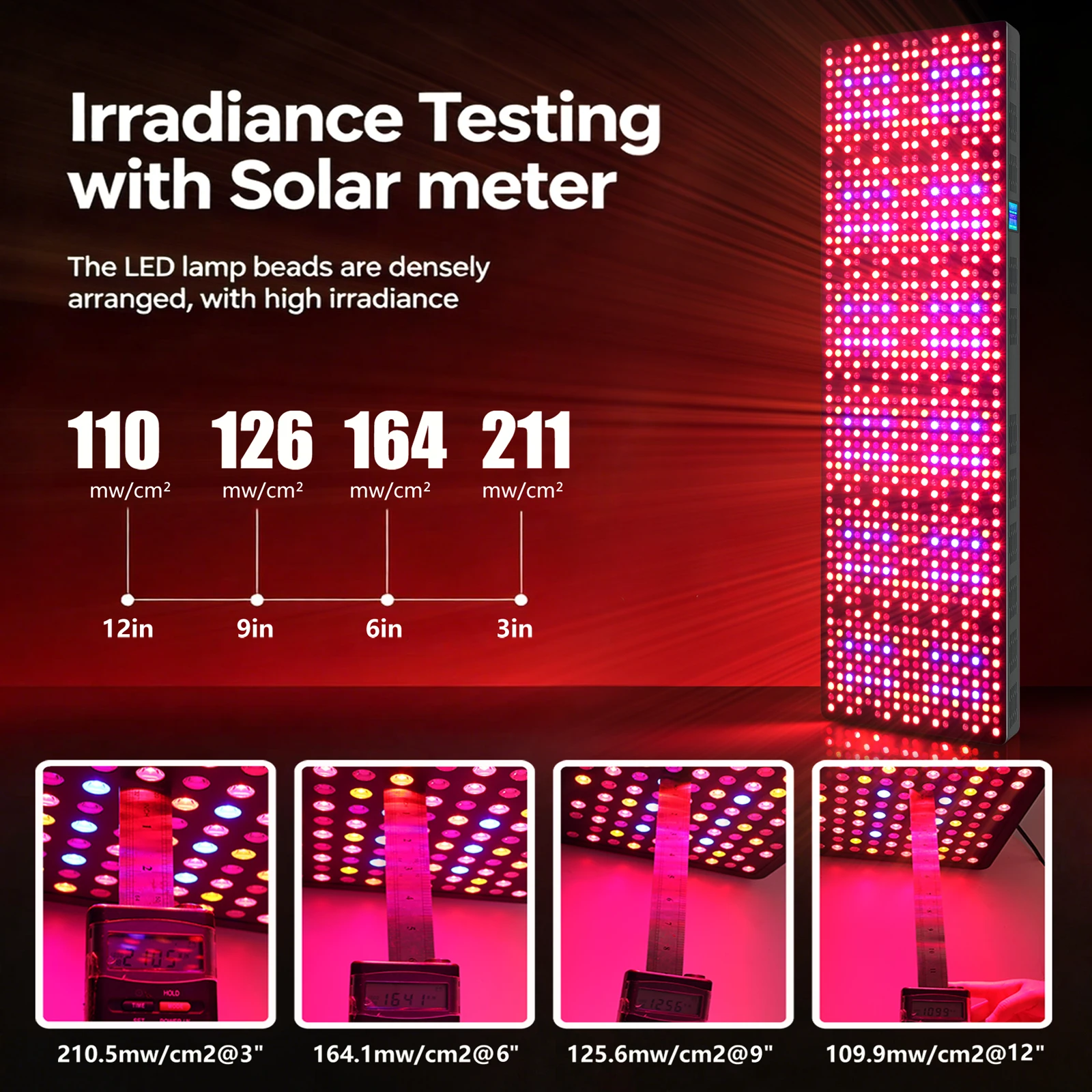 Фото Панель для красно-световой терапии Aura G Low EMF 1176 LEDS клинического класса с горизонтальной и вертикальной подставкой, устройство для домашней светотерапии №3