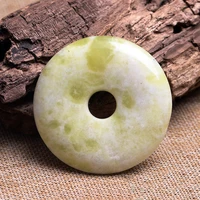 hot selling natural hand carved peach blossom jade heian round shape button necklace pendant fashion men women luck gifts amulet