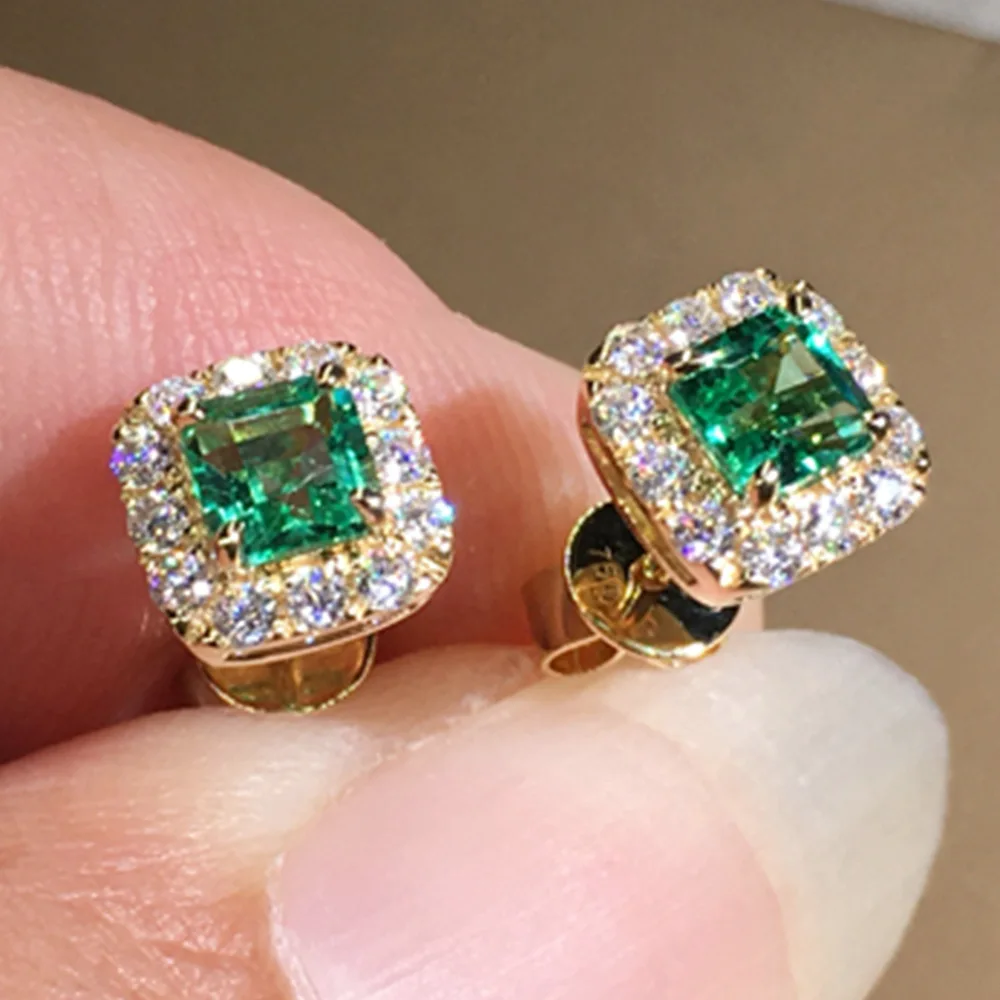 

Brilliant Grandmother Green Square Zircon Earrings For Women Pave Setting With Aaa Cubic Zirconia Elegant Female Dangle Earring