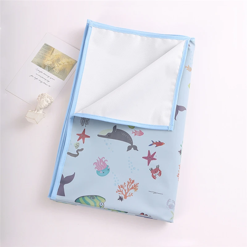 Portable Baby Diaper Mat Soft PU Waterproof Leak Proof Washable Newborn Urine Changing Pad Liners Reusable Picnic Travel Mats images - 6