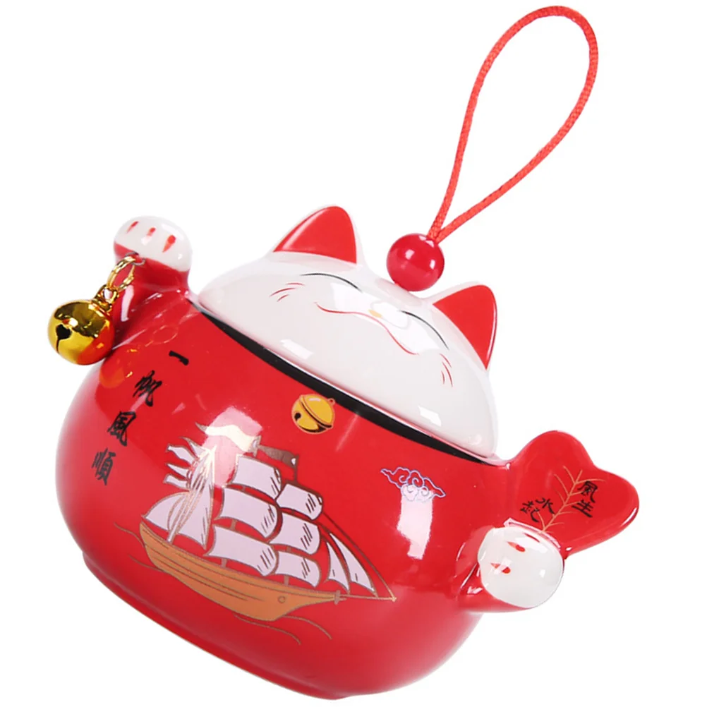 

Jar Tea Storage Canister Container Cat Candy Ceramic Fortunesugar Kitchen Sealed Lucky Animal Figurines Keeper Airtight