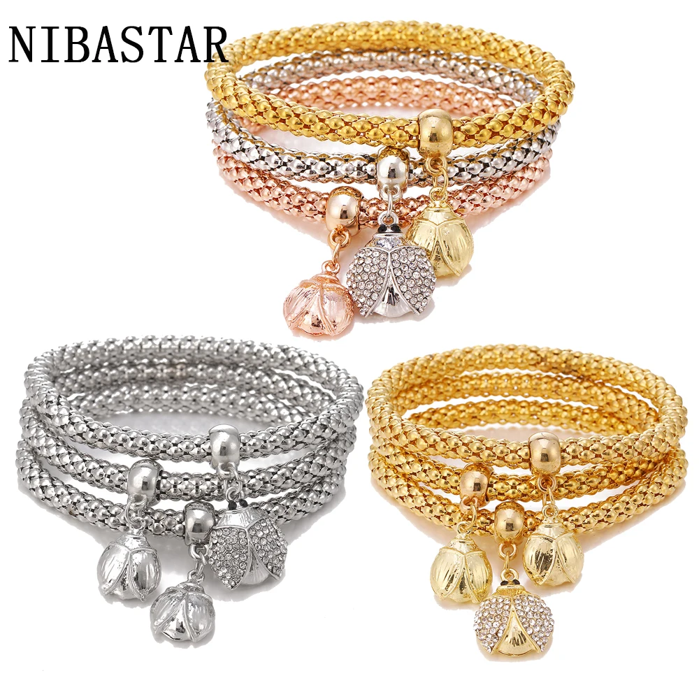 Женский браслет с кристаллами и пчелами