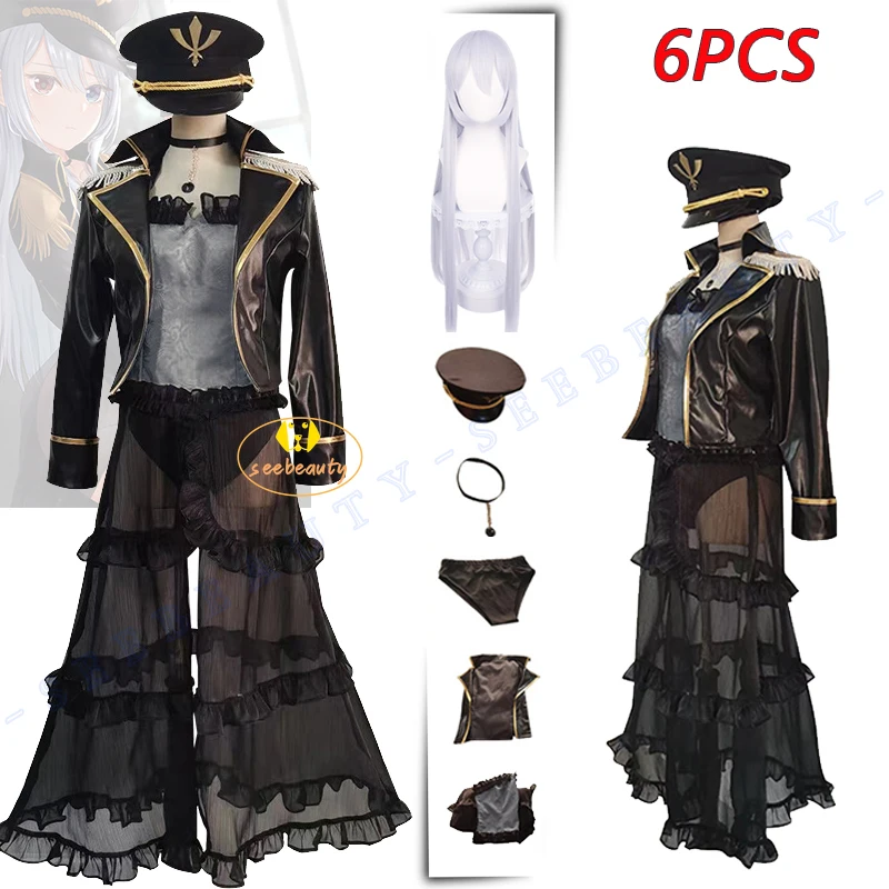 

Anime My Dress-Up Darling Kitagawa Marin Cosplay Costume Black Lobelia Cos Wig Police Jacket Uniform Set Light Purple Long Hair
