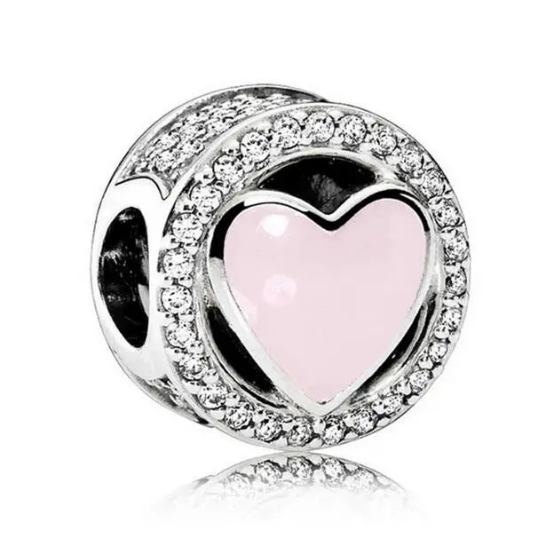 

Genuine 925 prata esterlina granulo charme rosa a ceu aberto maravilhoso amor com contas de cristal ajuste feminino pandora