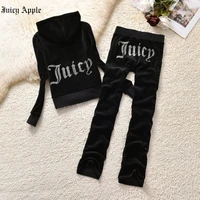 juicy apple women tracksui spring fall 2022 womans velvet fabric with diamonds velour suit track suit hoodies and pants suit