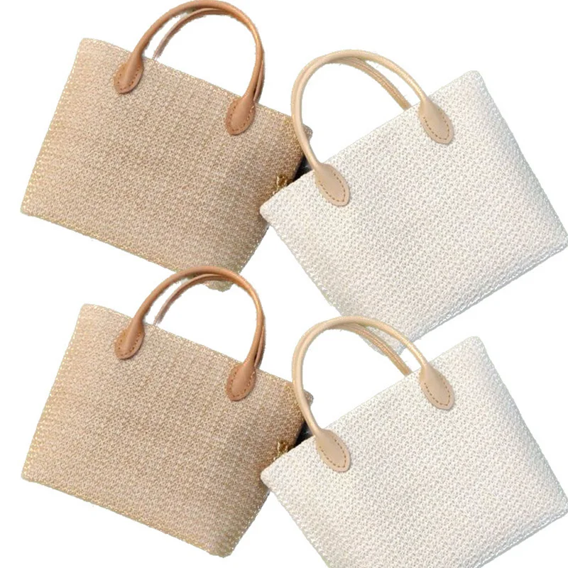 Handmade Handbag Shoulder Strap Hollow Woven Bag Set Bucket Bag Leather with Bag Bottom Belt with  Bag Handle for DIY Handbag