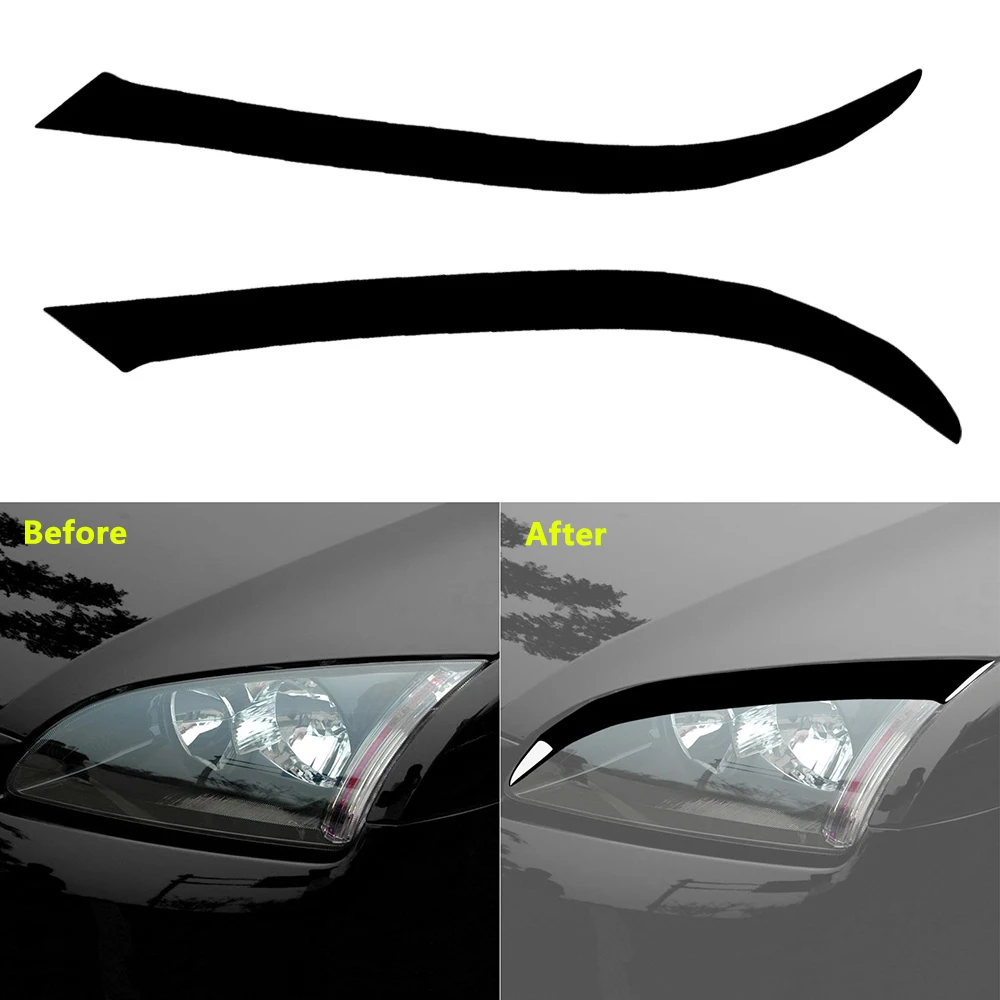 

Car Front Headlight Eyelid Eyebrow Cover Piano Black For Ford Focus 2005 2006 2007 2008
