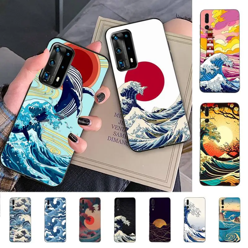 

Japanese Style Waves Phone Case for Huawei P30 40 20 10 8 9 lite pro plus Psmart2019