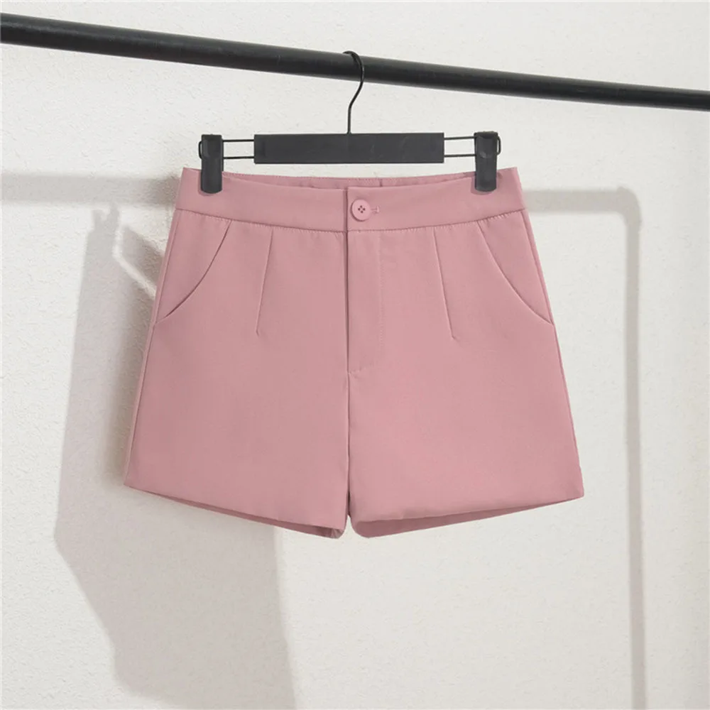 

Шорты женские с завышенной талией, Модные свободные короткие штаны в Корейском стиле, черные повседневные трапециевидные, с широкими штанинами, весна-лето