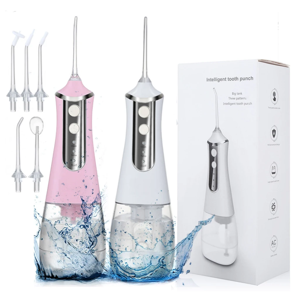 

350ml Oral Care Irrigator Dental Water Flosser whitener 3Modes Rechargeable teeth whitening 5Nozzle Water Jet Tank Teeth Cleaner