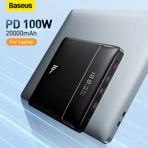 Baseus PD 100 Вт Power Bank Быстрая зарядка 20000 мАч цифровой дисплей Power Bank портативный внешний аккумулятор для Ноутбуки, мобильные телефоны