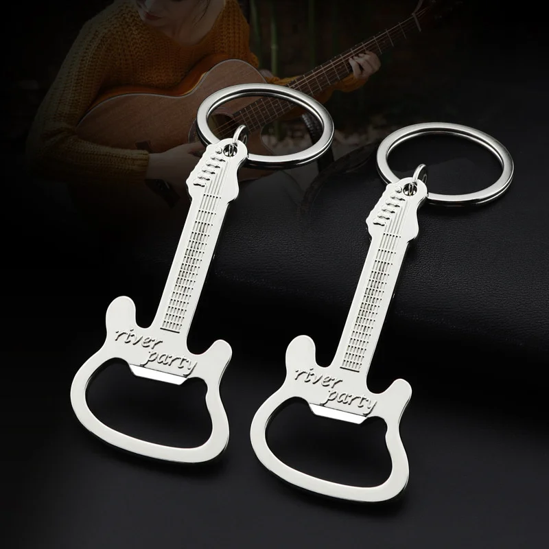 

Newest Bottle Opener Creative Guitar Design Corkscrews Beer Bottle Can Opener Alloy Hangings Ring Keychain Tools Household Gifts