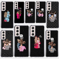 cute baby mom girl boy phone case coque for samsung galaxy s21 ultra 5g s20 fe s20 plus s10e s10 lite s8 s9 plus s7 cover funda