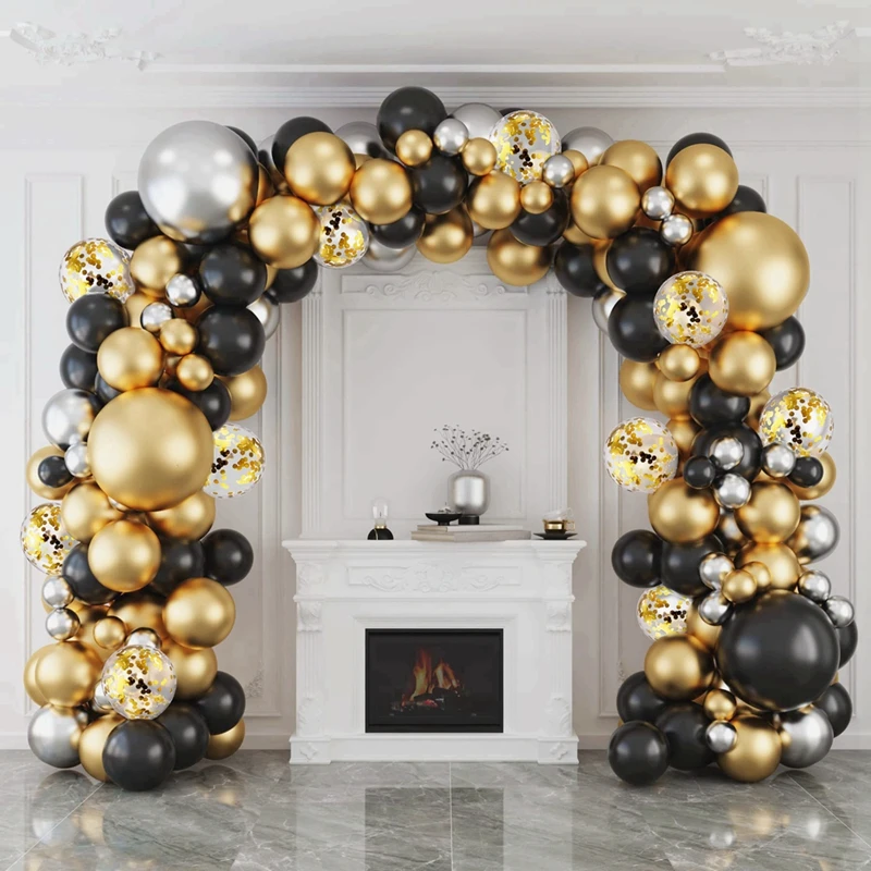

Birthday Balloon Garland Arch Black Gold Latex Balloon Wedding Decorations Bachelorette Party Balloons Birthday Globos