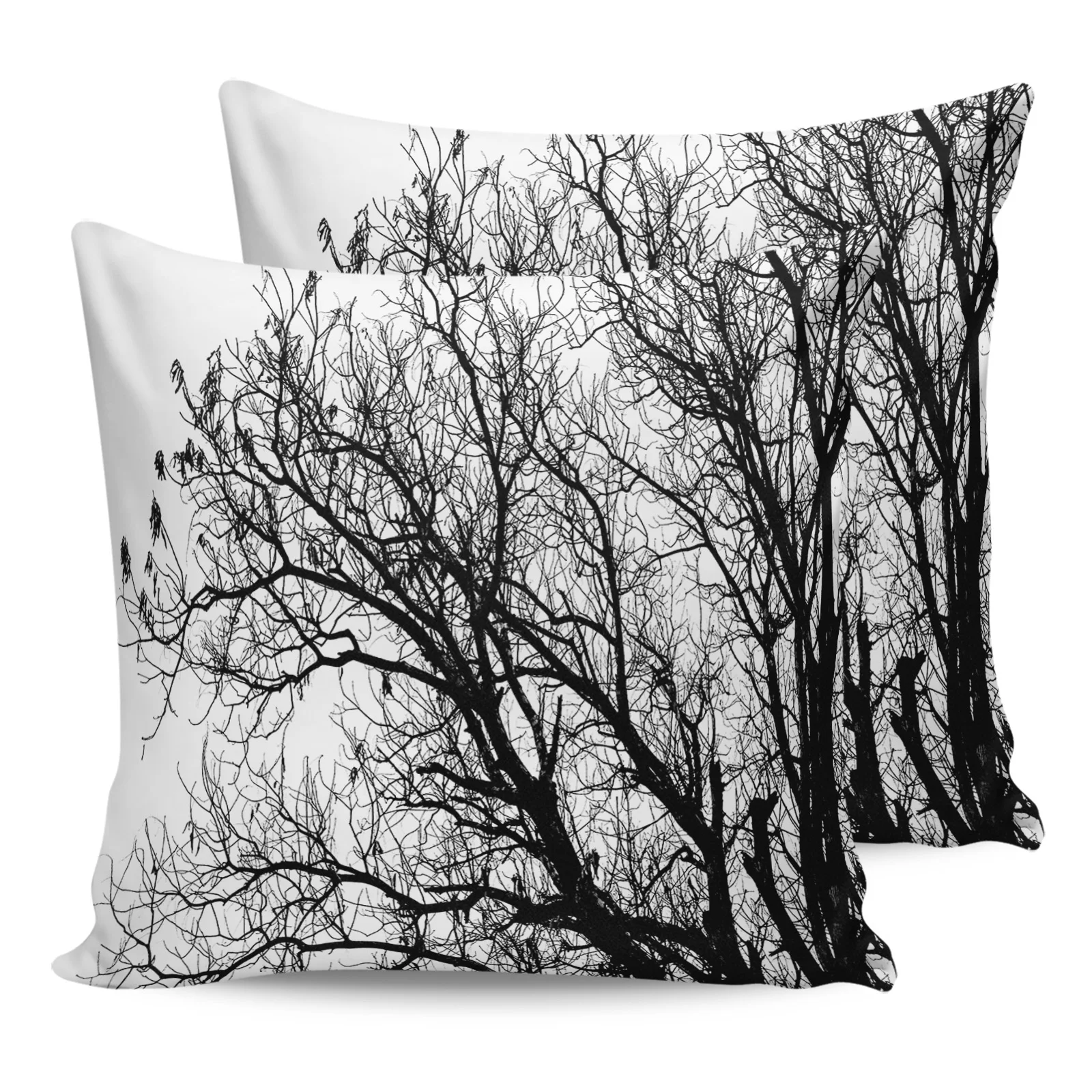 

2PCS Pillowcases Black And White Trees Cushion Cover Home Bedding Living Room Decorative Couch Throw Pillow Case