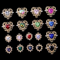 30pcs crystal heart pendant for diy necklace bracelet rhinestone alloy heart pendant baroque style for jewelry making supplies