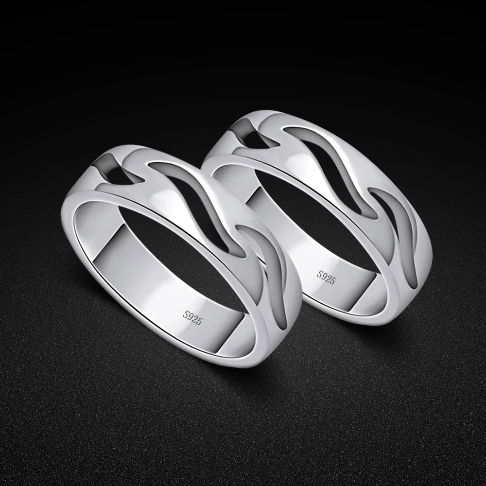 

Romantic 925 Sterling Silver Simple Hollw Ring Fashion Ring for Women Couple Jewelry Punk Wedding Finger Accessories Gifts