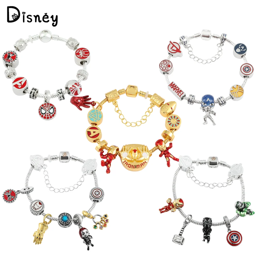 Disney Marvel Movie Avengers Fashion Bracelet Cosplay Superhero Iron Man Luxury Pendant Bangle Jewelry Accessories Quality Gifts