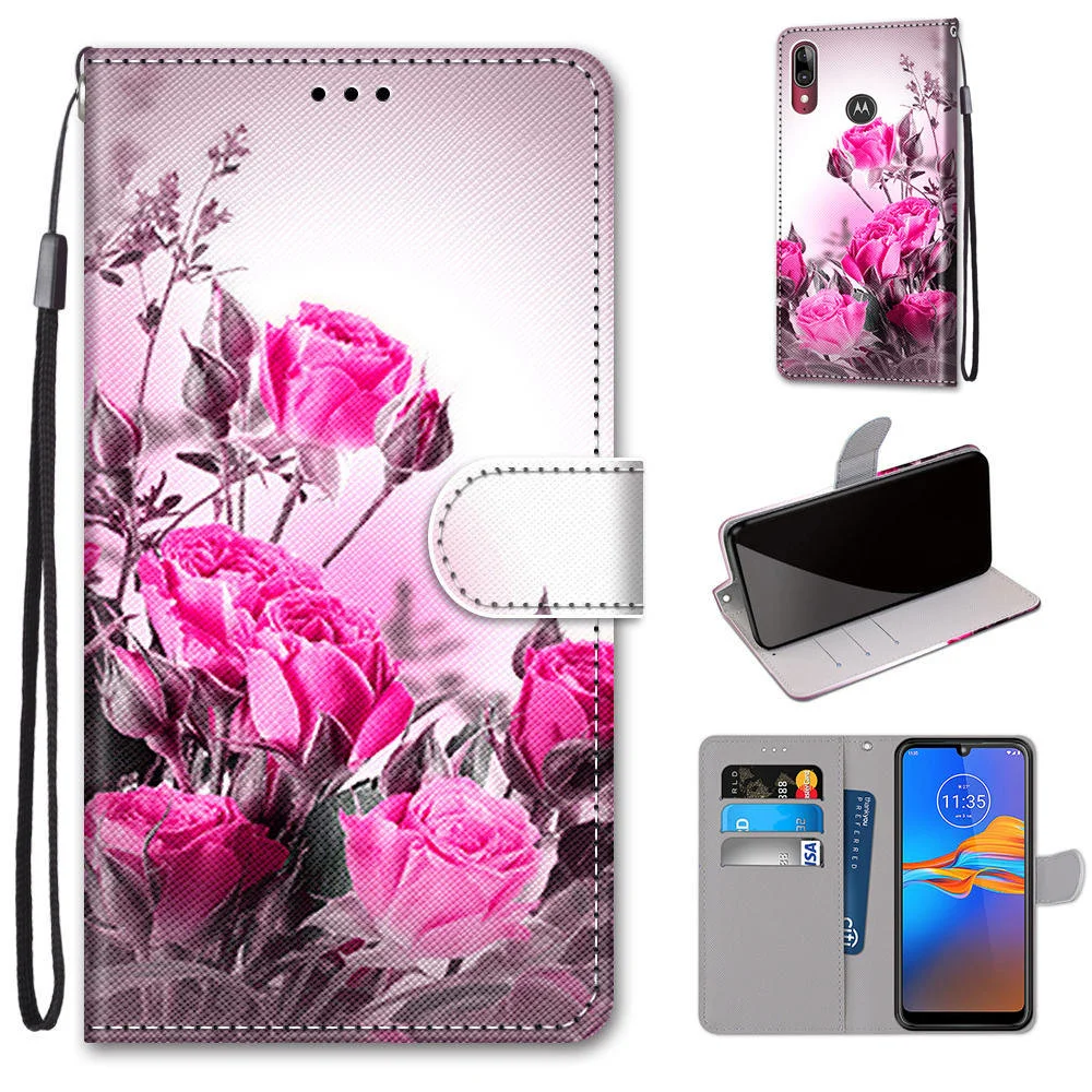 Флип-кейс для телефона Motorola Moto E6 Play "Кожаный бумажник" с крышкой-книгой, стендом и защитным держателем.