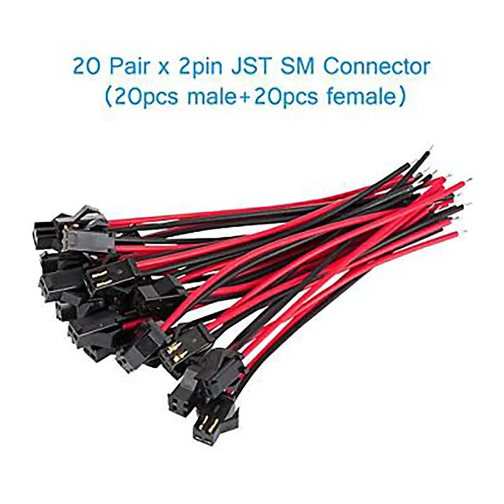 

Male To Bus JST SM Connector PVC Outside; Tinned Copper Inside Replacement 22 AWG 40pcs Accessories Black Connector