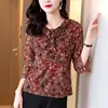 2023 Vintage Casual Female Clothing Summer Three Quarter Floral Printing Tops Women Butterfly Sleeve Pullovers T-shirt 3