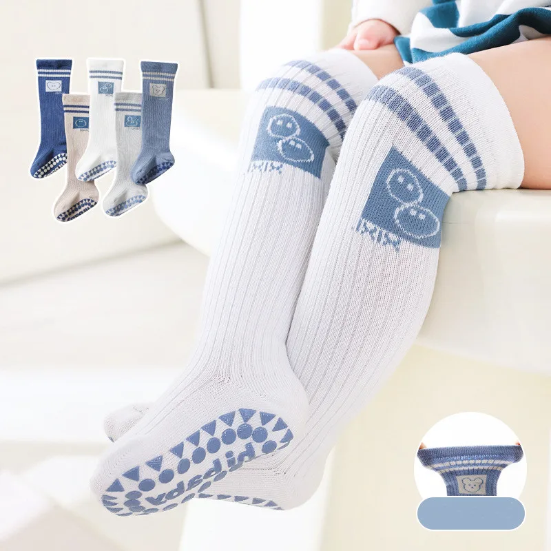

0-3 Y Spring and Autumn Children's Socks Parallel Bars Cartoon Feet Anti-slip Long Tube Cotton Socks Boys and Girls Baby Socks