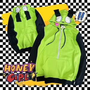 Imported Anime Invader ZIM Cosplay Alien ZIM Gir Doom Hoodies Jacket Coat Hooded Zip Up Pullovers Sweatshirts