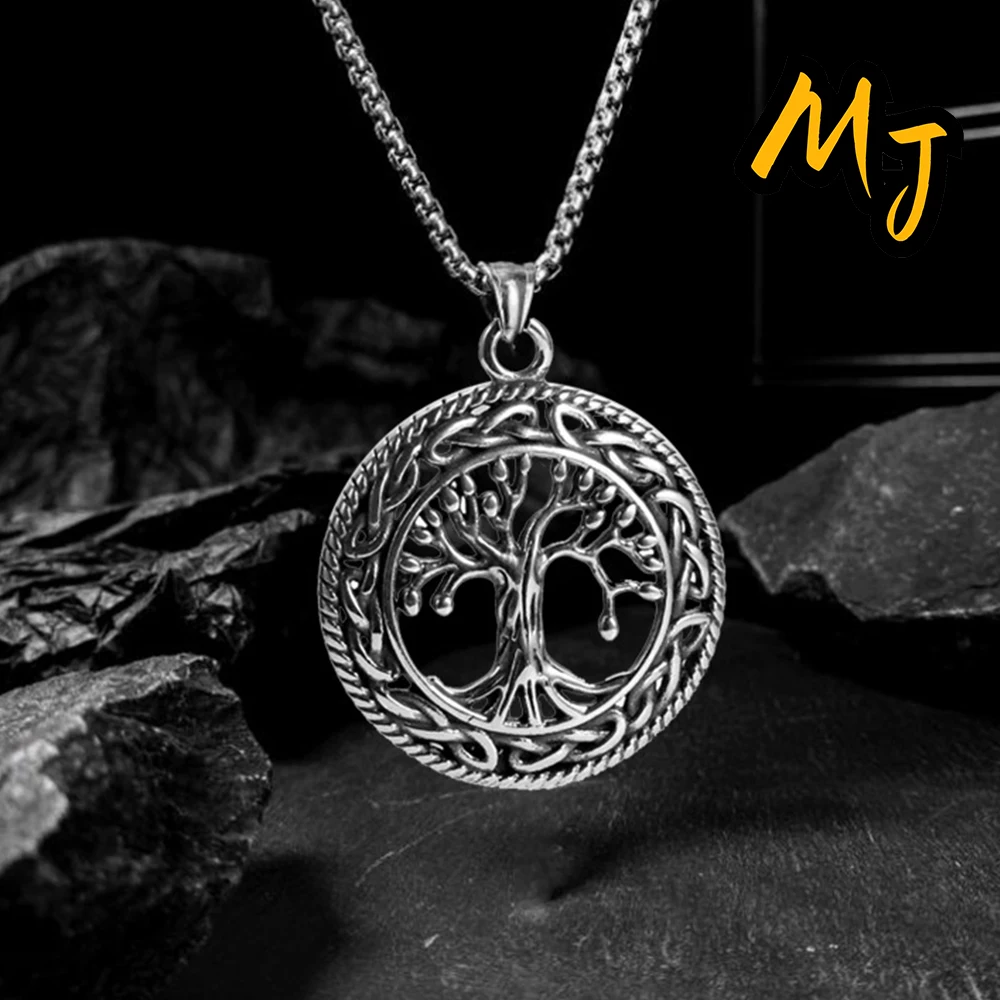 

Vintage Mens Alloy Tree of Life Pendant Necklace Fashion woman Vikings Nordic Amulet Pendant Cool Male Punk Jewelry Gift
