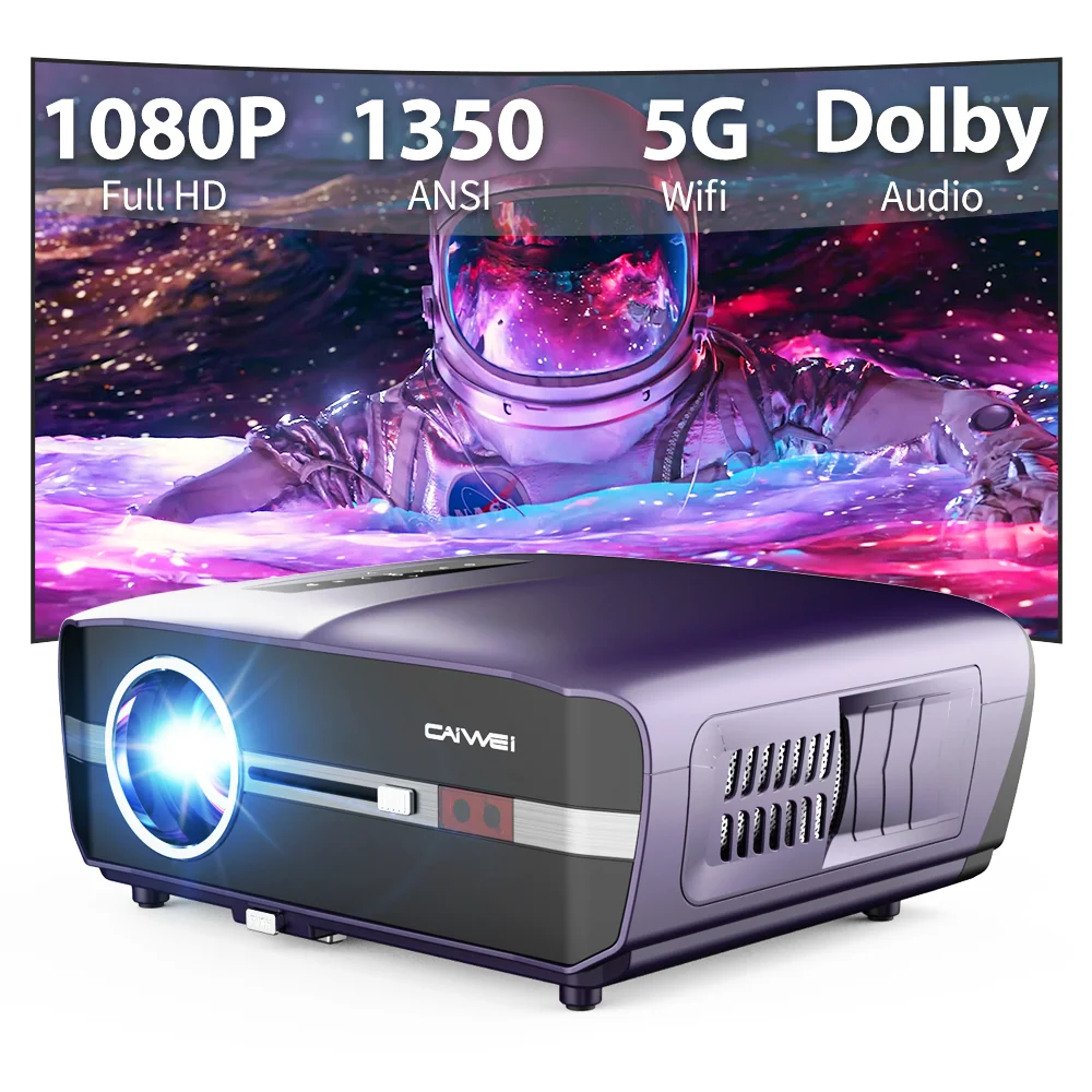 

4K TV Projector for Smartphone Android 9.0 Bluetooth Wifi for Home Theater Projectors Video Beam Projector for Outdoor 1350ANSI