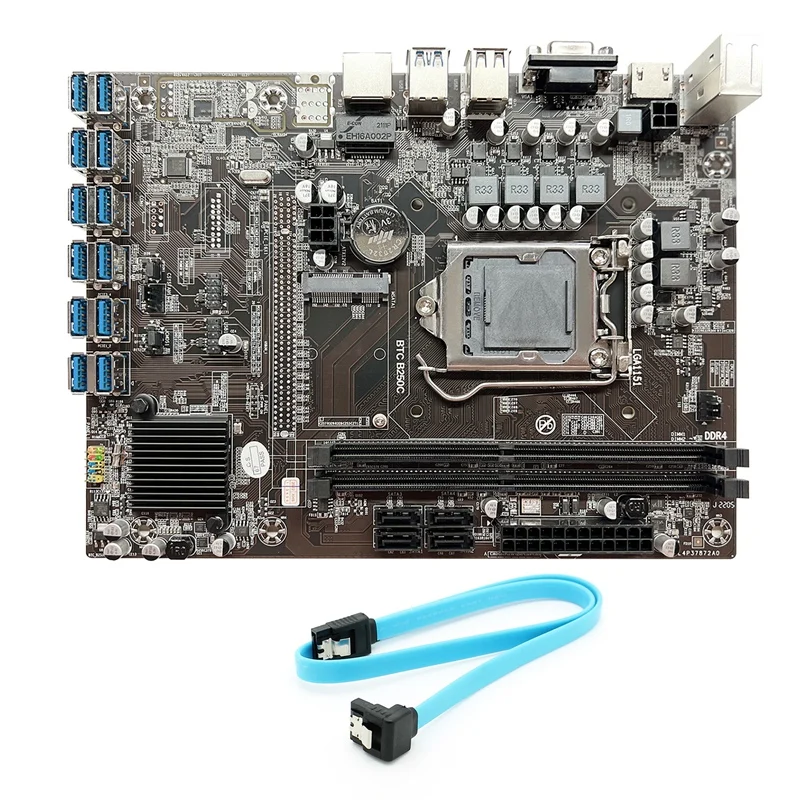 

B250C BTC Mining Motherboard 12XPCIE to USB3.0 Graphics Card Slot LGA1151 Supports DDR4 DIMM RAM Computer Motherboard