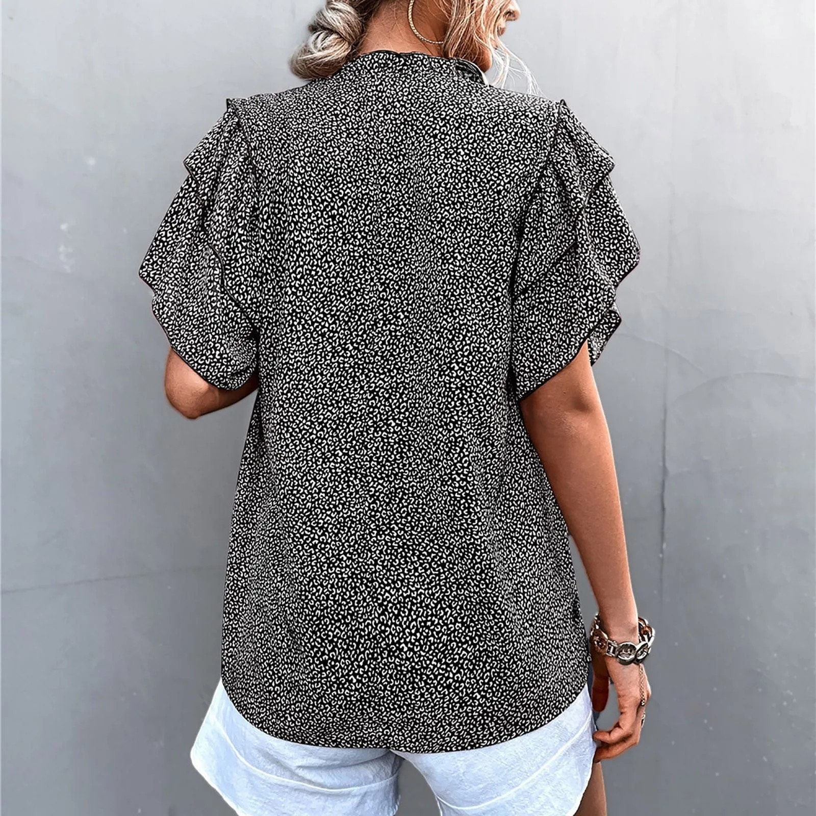 Блузка женская с цветочным принтом свободная Повседневная рубашка коротким