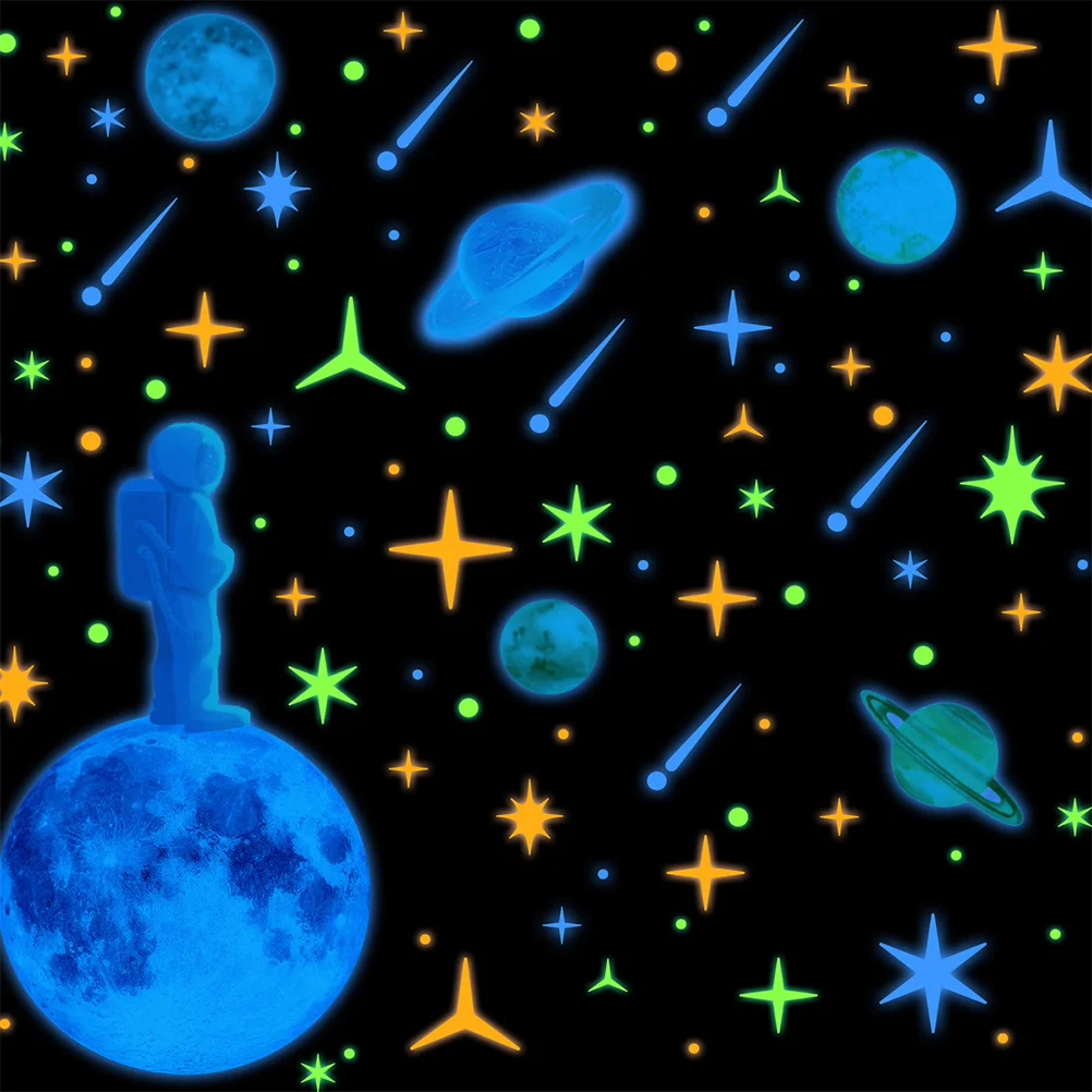 

5 Sheets Novel Universe Wall Stickers Astronaut Room Stickers Room Decors