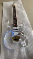 2020 high quality customized 6 string electric guitar crystal glass transparent body led led light color