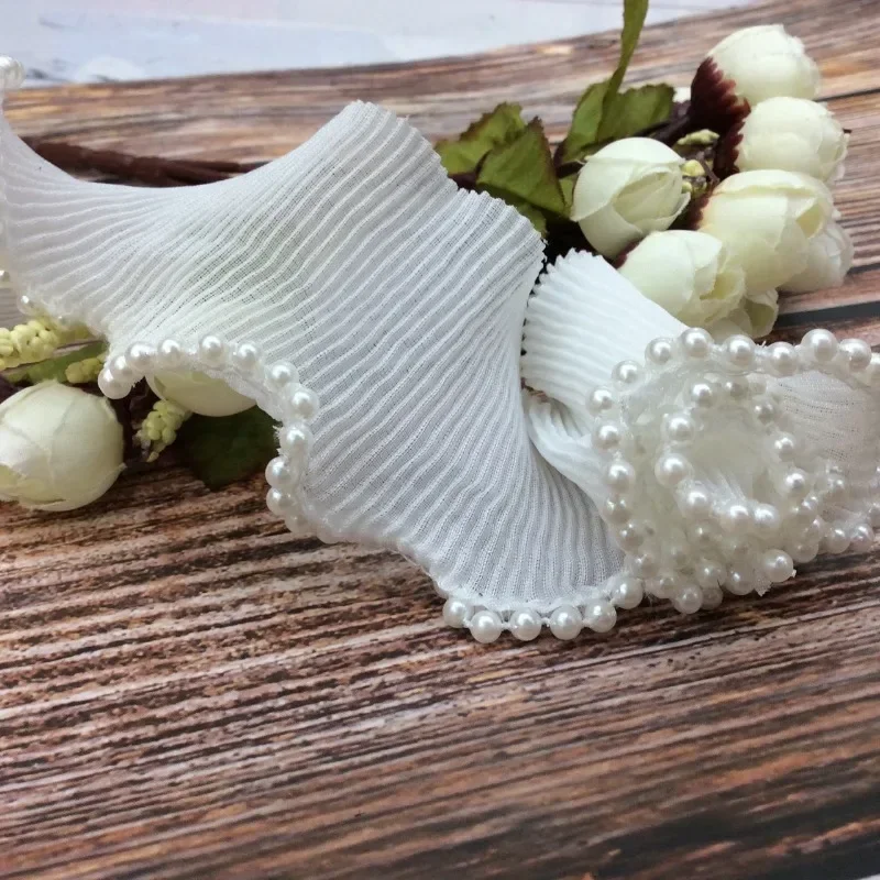 6 5 см широкое кружево с одним краем жемчуг Сделай Сам Вышивка Аппликация воротник