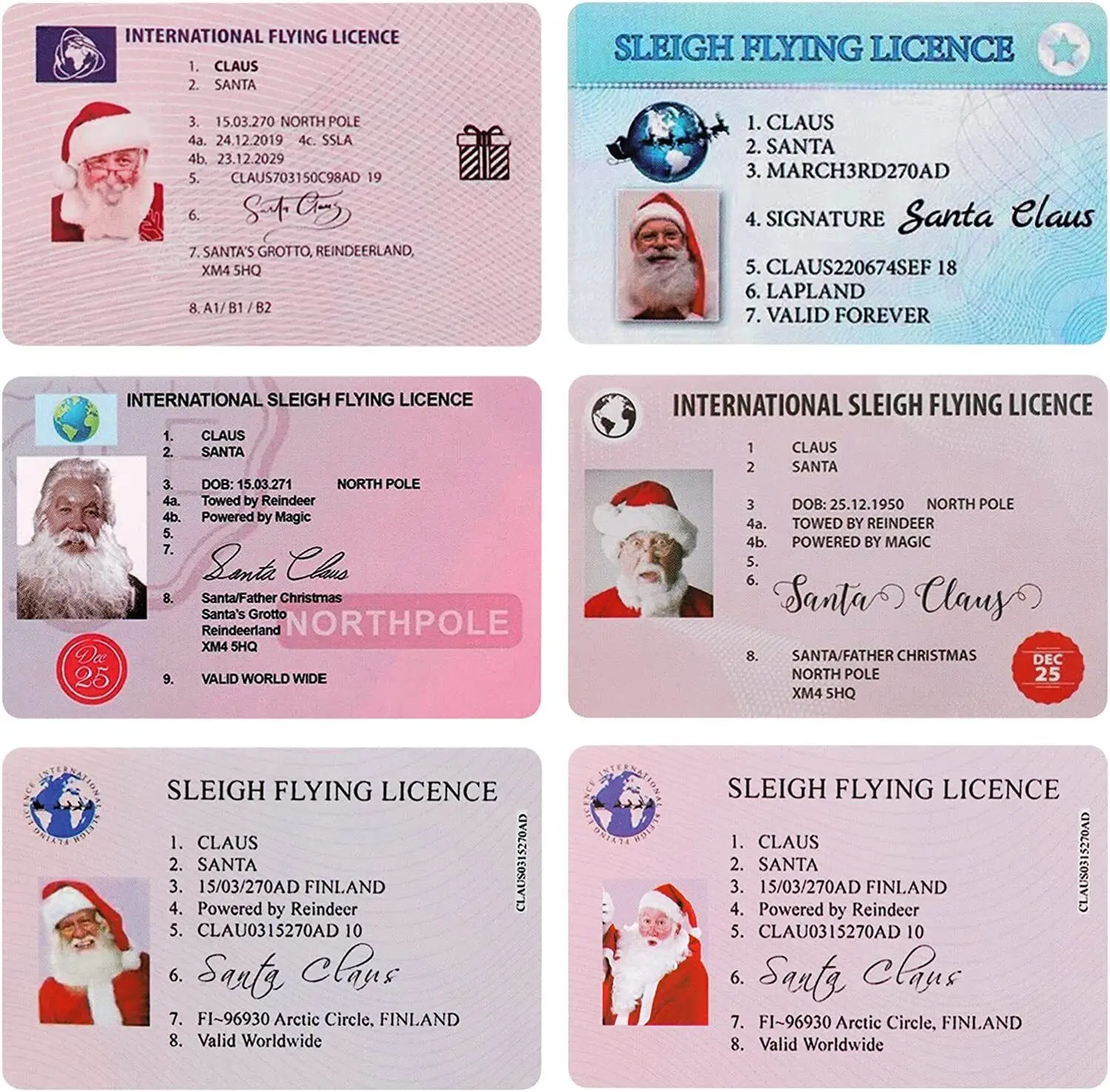 

2022 Navidad Xmas Santa Claus Flight License Cards Toys for Kids Christmas Eve Driving Licence Creative Funny Christmas Gift