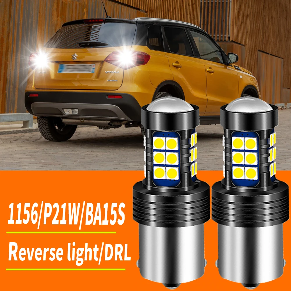 

2x S25 1156 BA15S P21W LED Bulbs Backup Reverse Light Daytime Running Lights Brake Turn Signal Lamp Error Free White DRL 6000K