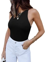 womens sexy sleeveless racer back halter neck bodysuit tank tops sexy solid color womens summer camisole