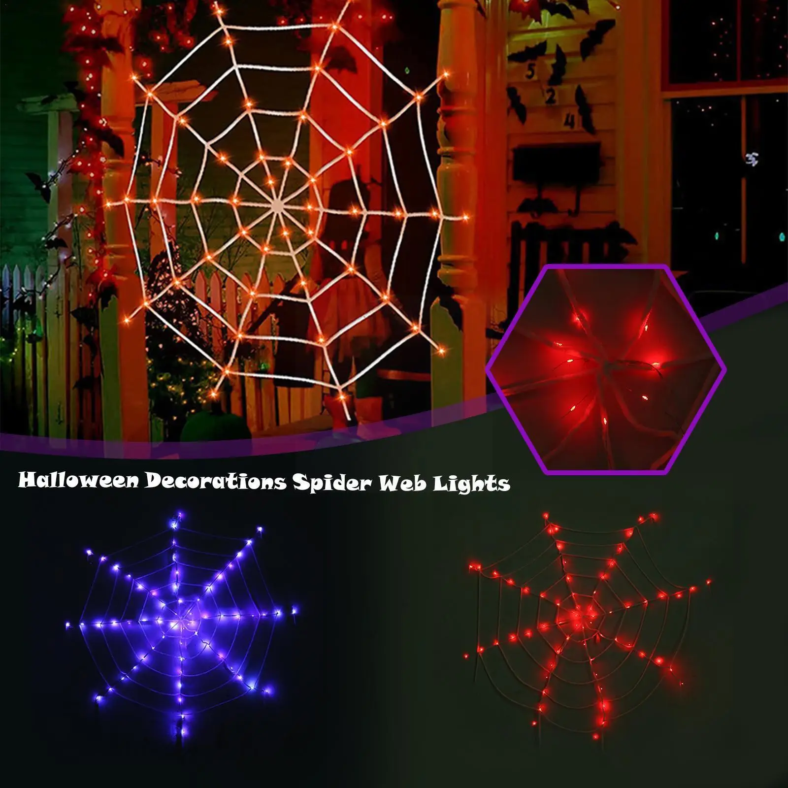 

Светодиодная декоративная гирлянда на Хэллоуин, паук, паутина, светящаяся гирлянда для необычной вечеринки, реквизит, наружная Гирлянда дл...