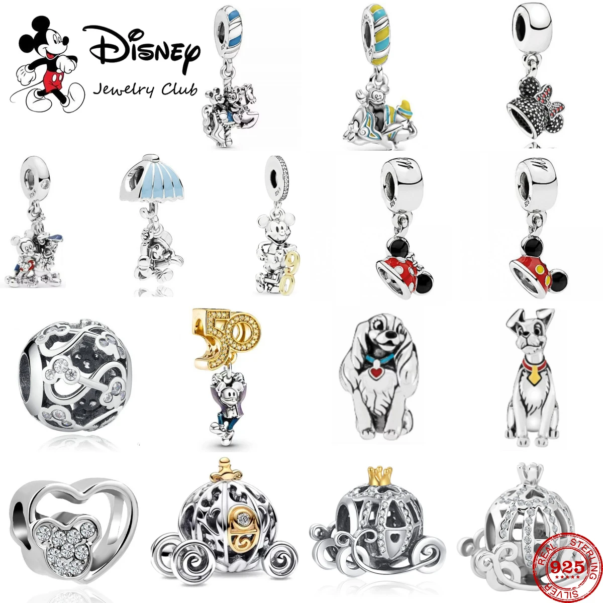 

New Disney Princess Pumpkin Car Mickey Minnie Charm Beads Fit Original Pandora 925 sterling silver Bracelet Necklace DIY Jewelry
