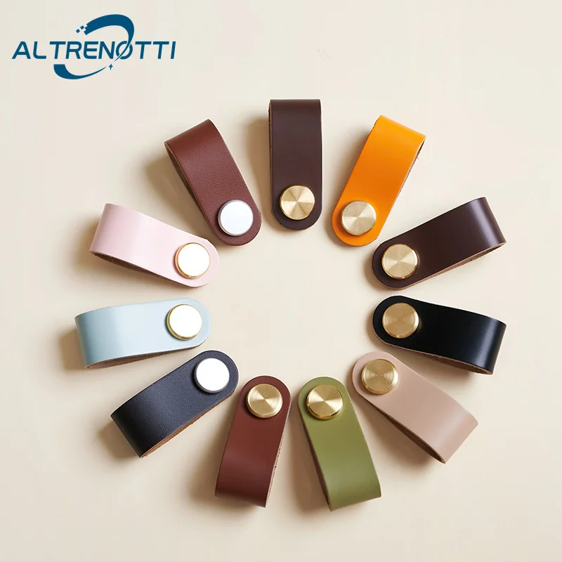 

Nordic Instagram Leather Bronze Pink Door Pull Furniture Cabinet Drawer Handle Wardrobe Kitchen Cupboard Dresser Closet Knob