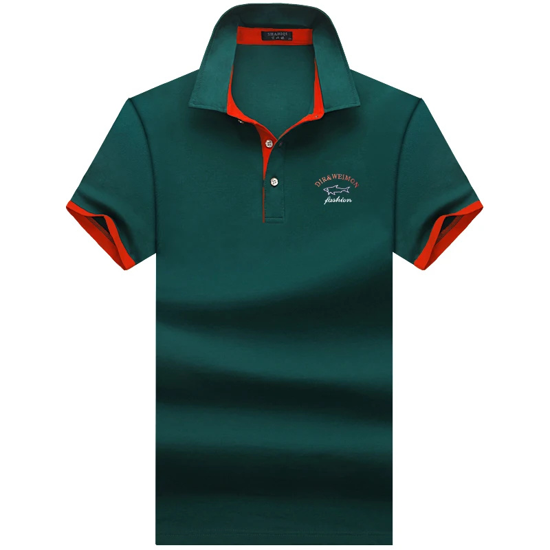 

SHABIQI брендовая одежда новая мужская рубашка поло мужская деловая и повседневная однотонная мужская рубашка поло с коротким рукавом дышащая...