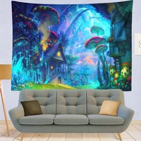 colorful mushroom fantasy wonderland banners wall decor mandala tapestry bohemian gypsy psychedelic tapiz witchcraft tapestries