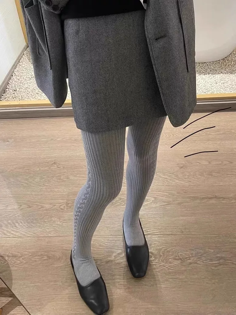 Весенне-осенние женские винтажные вязаные леггинсы Mori Girls Jacquiard 500D в японском