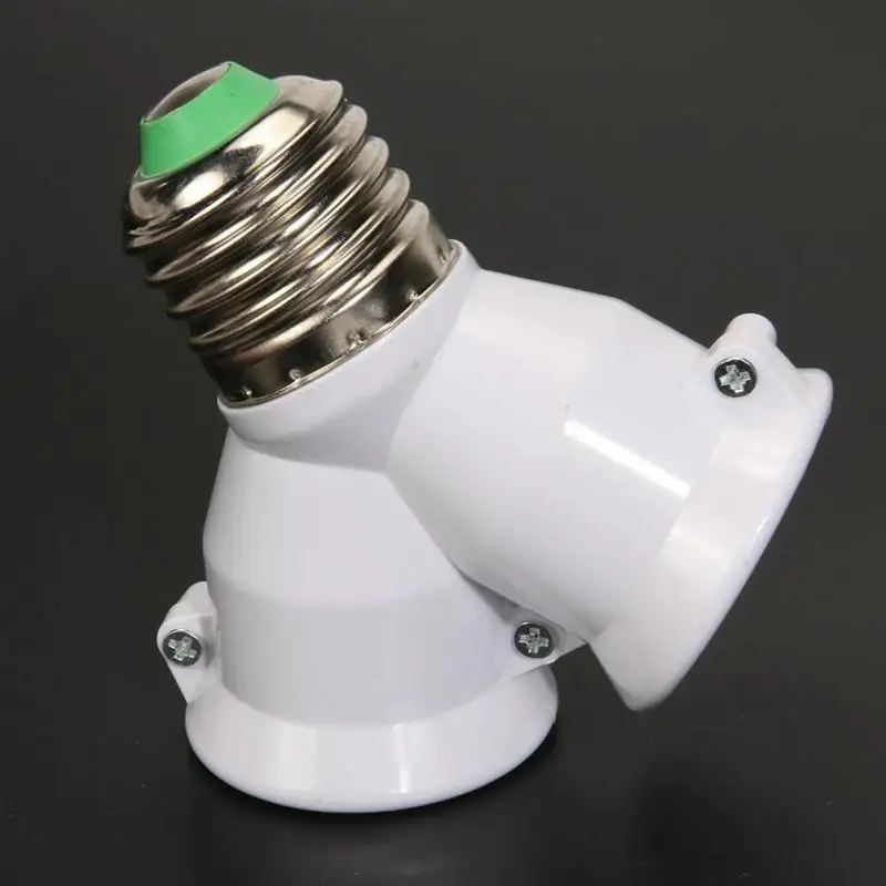 

1pcs 2 In 1 Double E27 Socket Base Extender Splitter Converter Plug Halogen Light Lamp Bulb Holder Copper Contact Adapter Tool