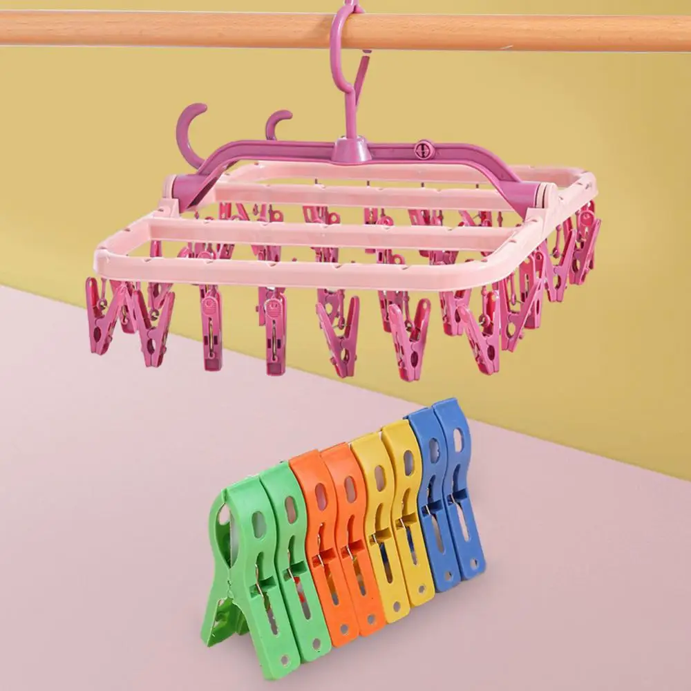 

Thicken With Side Hanging Clothes Drying Rack Hanging Clothes Towel Clip Windproof Towel Square Clothes Hanger Square Sock Clip