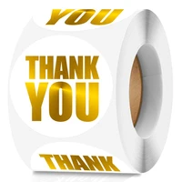 black and white gold foil thank you sticker roll for wedding valentine holiday party decoration sticker sealing labels 500pcs
