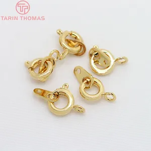 (3249)4 шт. 6x9 мм позолоченные латунные Пружинные круглые застежки 24K, аксессуары высокого качества для ювелирных изделий
